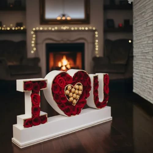 The "I LOVE U" Grandeur Rose & Ferrero Statement Gift Box