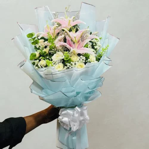 Blush Serenity Lily & Rose Bouquet