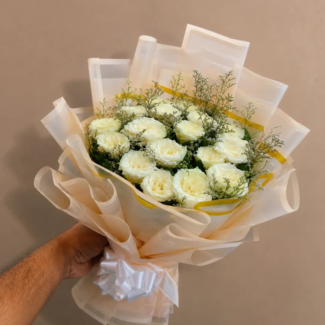 Ivory Elegance White Rose Bouquet