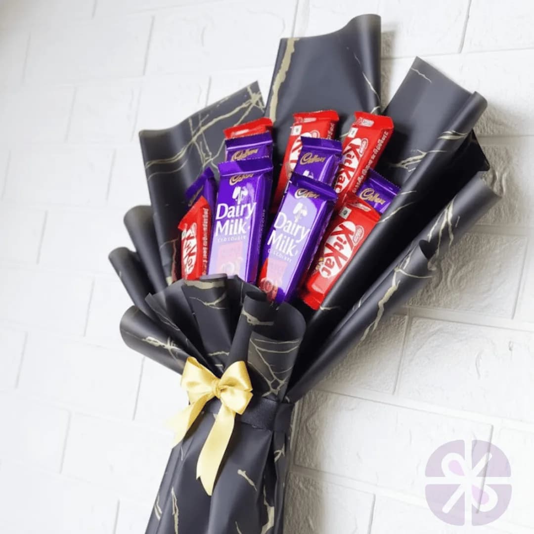 The Epic Black & Gold Indulgence Mixed KitKat and Dairy Milk Bouquet