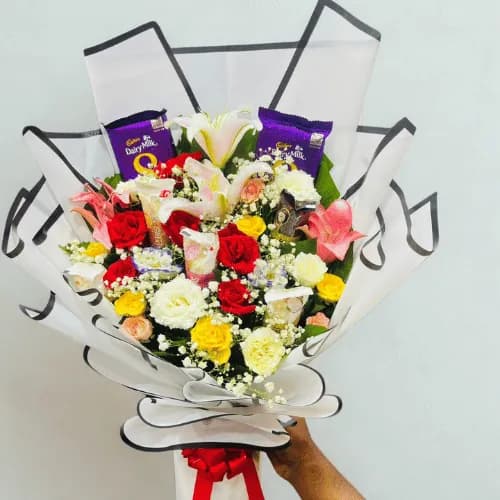 Bloom & Bliss Chocolate Surprise Bouquet