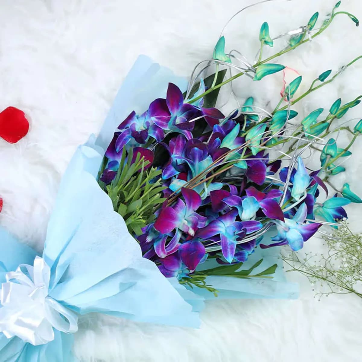 Royal Blue & Purple Orchid Bouquet