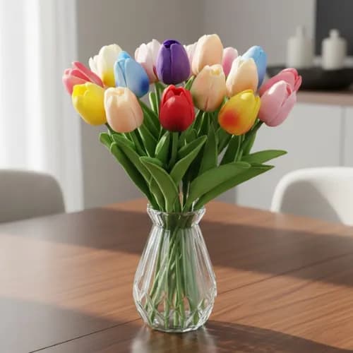 The Everlasting Bloom Artificial Faux Multi-Color Tulip Stem
