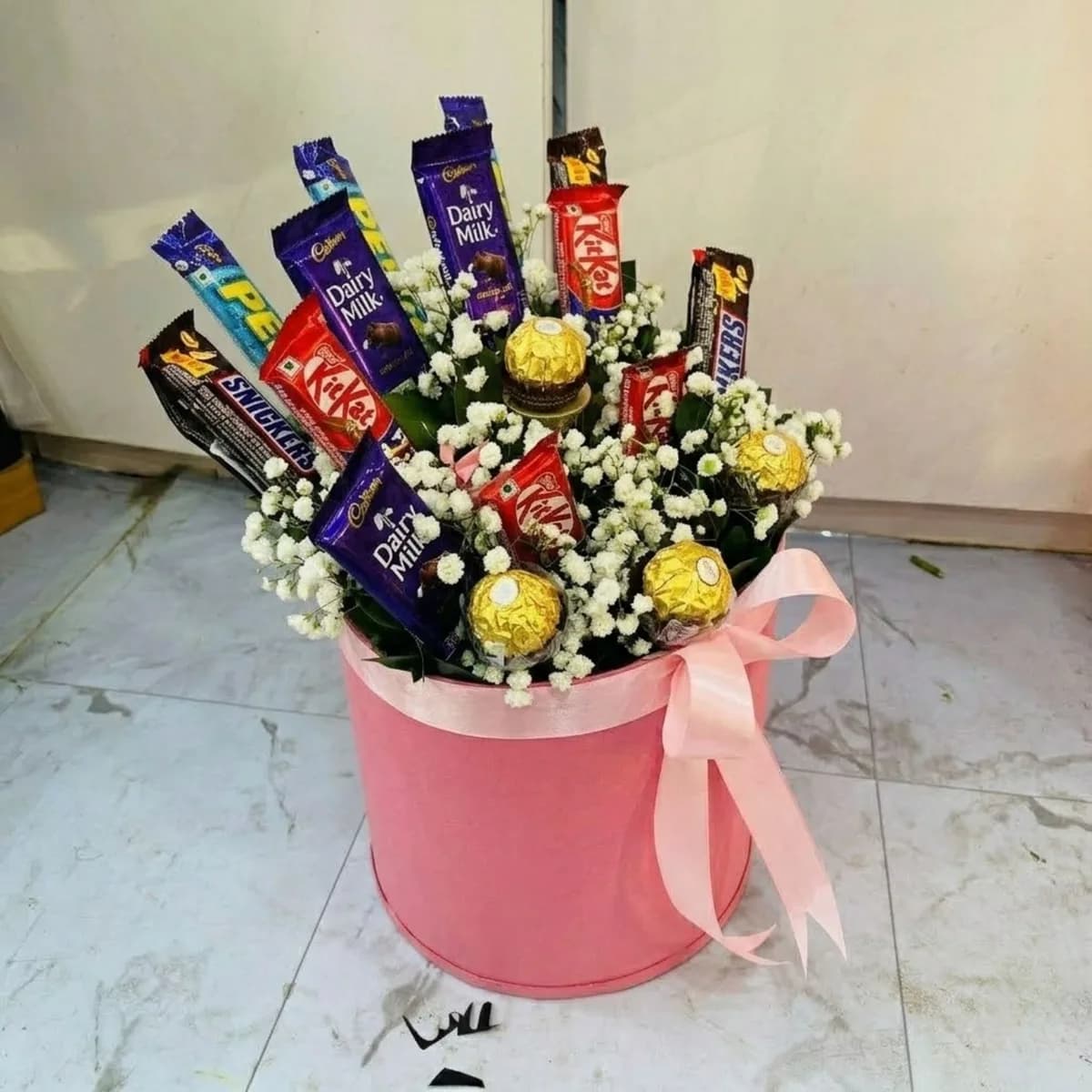 Mix Chocolate and Floral Gift Bucket.