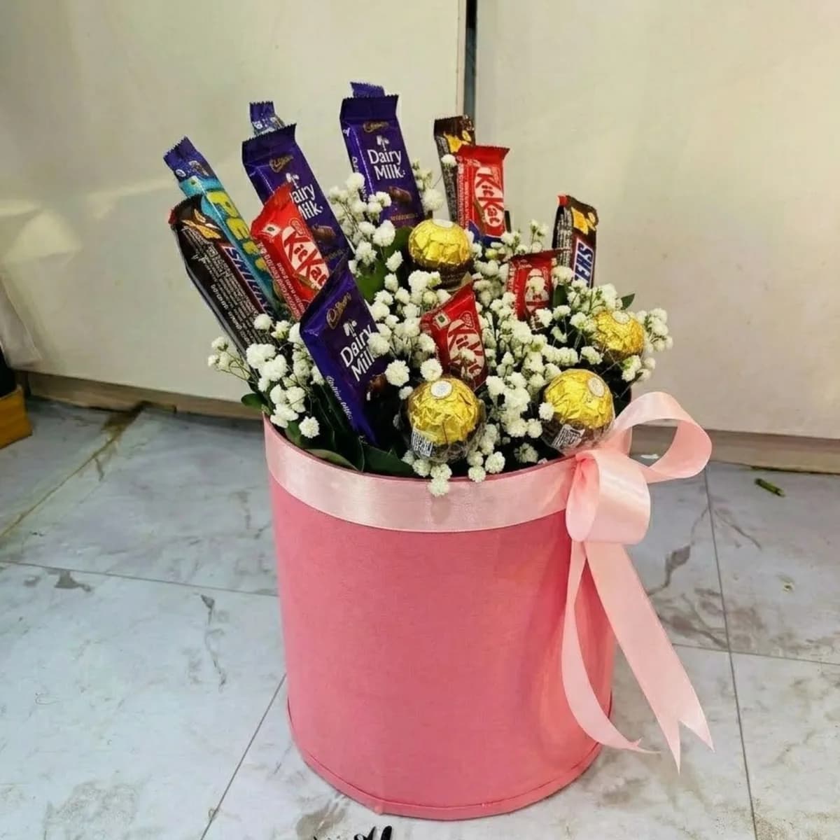 Mix Chocolate and Floral Gift Bucket.