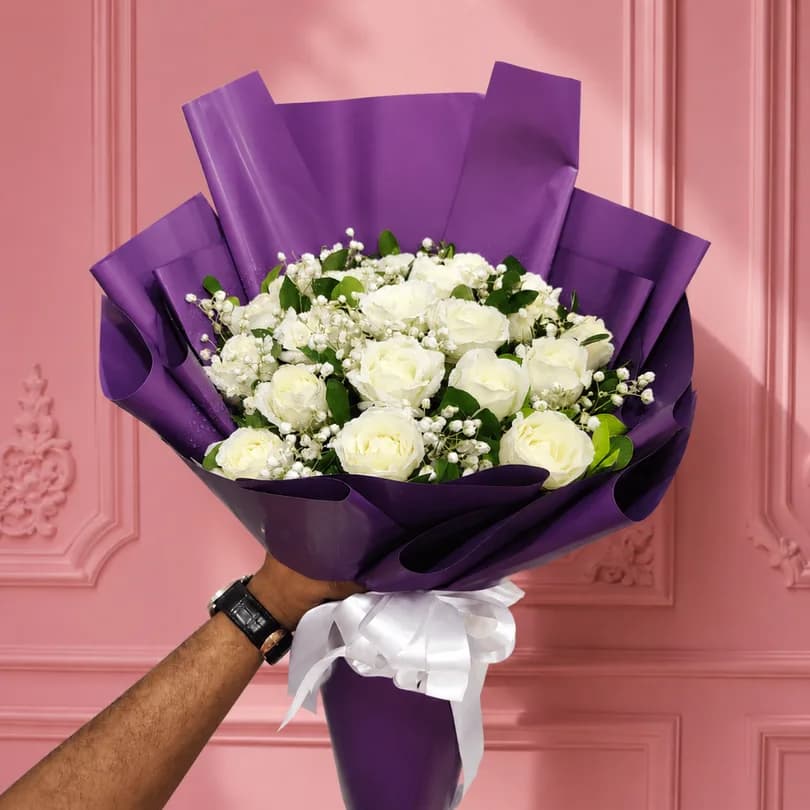 Pure Grace White Rose Bouquet