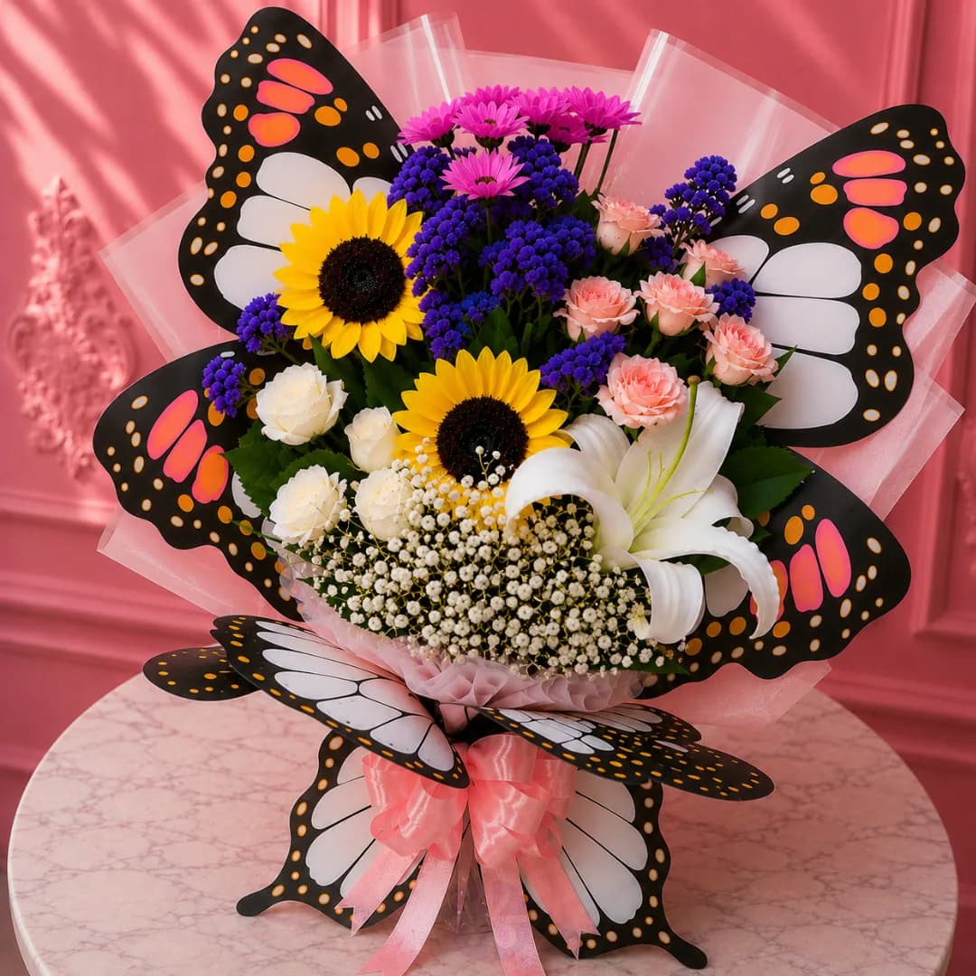 Premium Butterfly Mixed Fresh Flower Bouquet