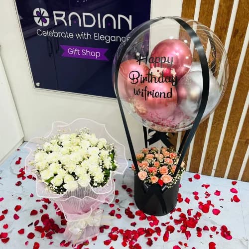 The Ultimate Celebration Birthday Flowers & Balloon Combo