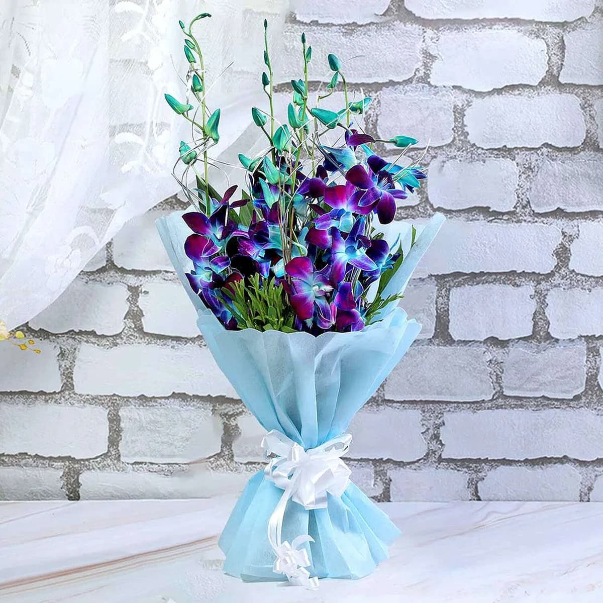 Royal Blue & Purple Orchid Bouquet