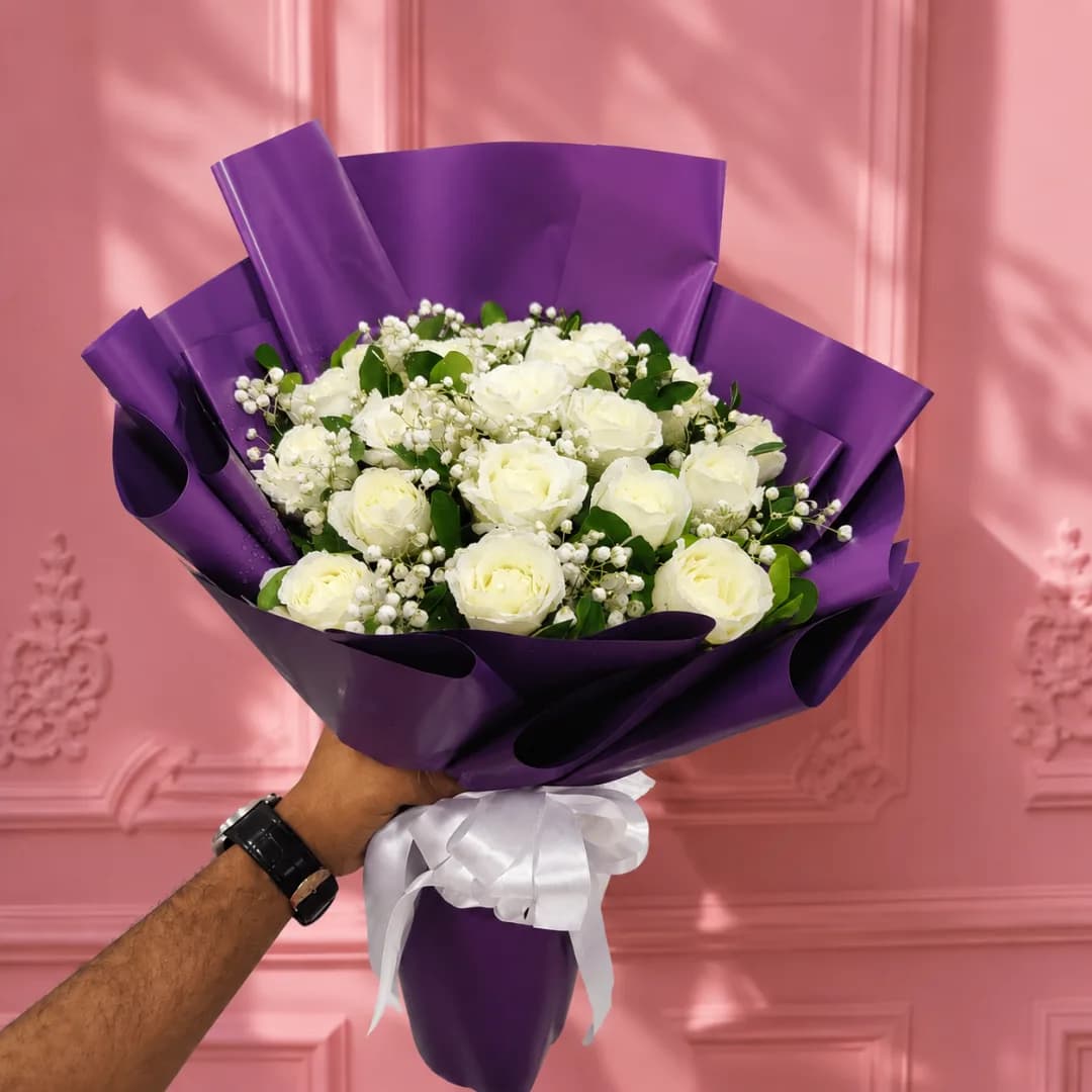 Pure Grace White Rose Bouquet