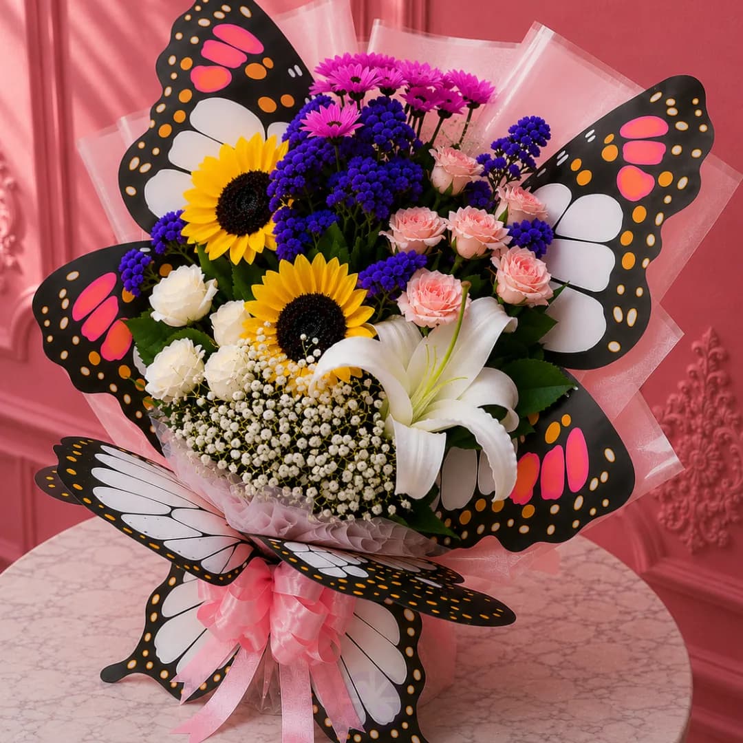 Premium Butterfly Mixed Fresh Flower Bouquet