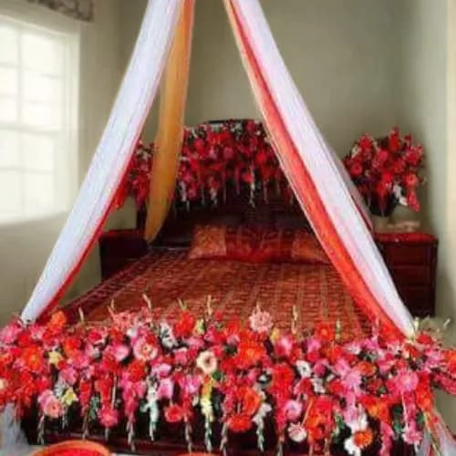Romantic Red Wedding Bed Decoration