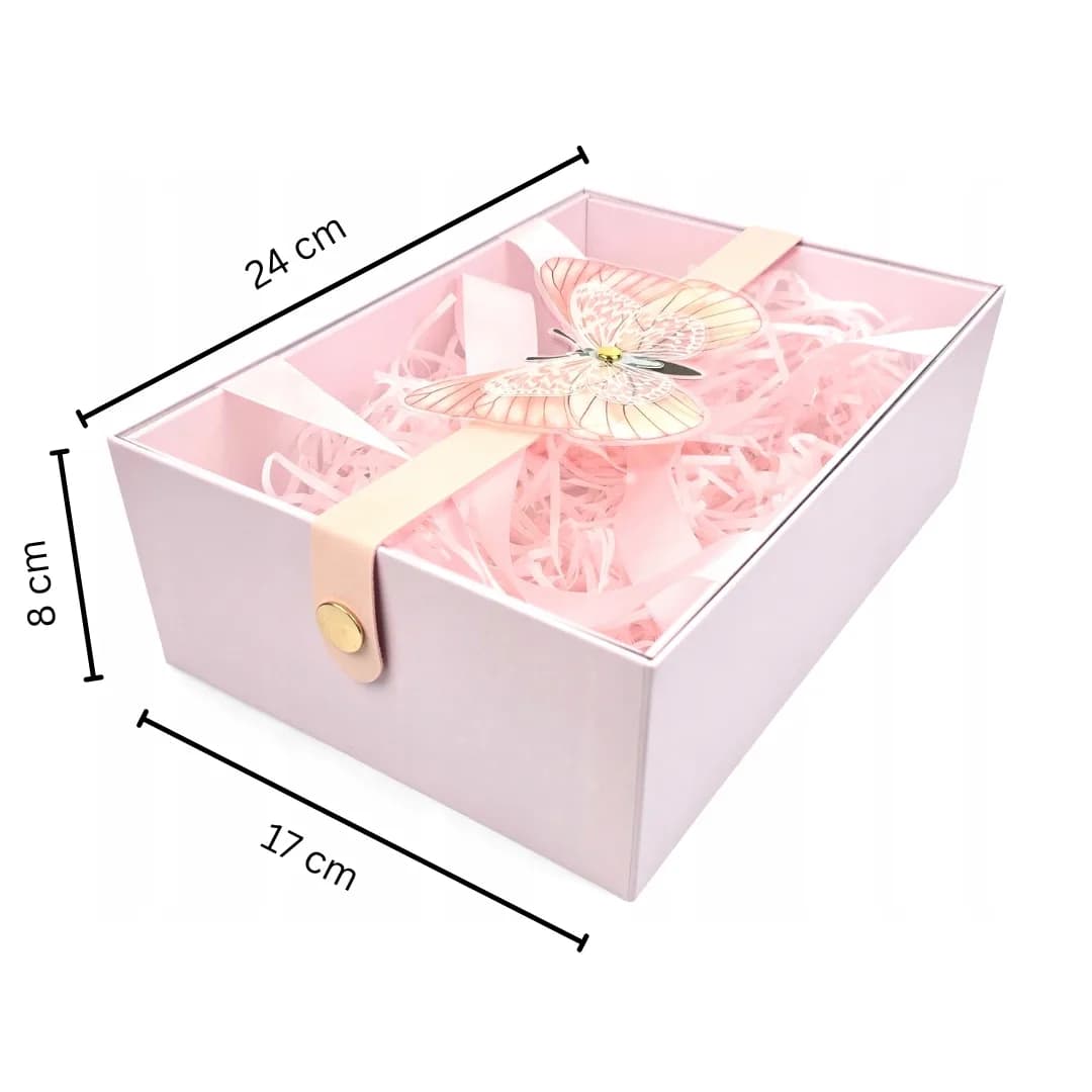 Red and White Rose with Ferrero Rocher in Luxury Pink Butterfly Box
