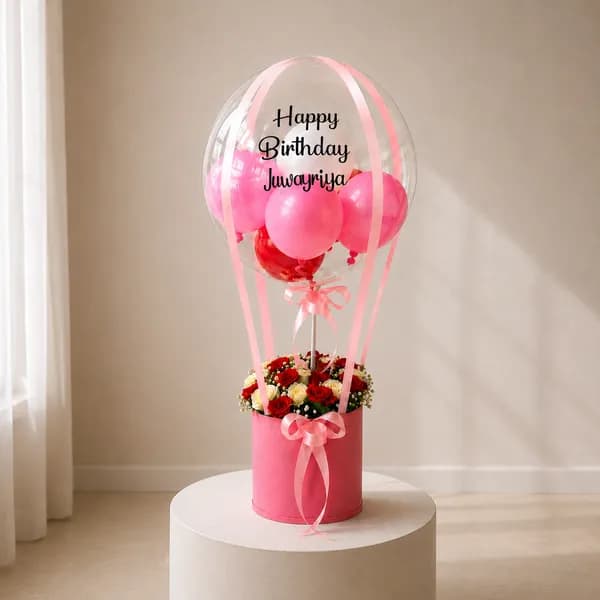 Personalized Hot Air Balloon & Roses Gift