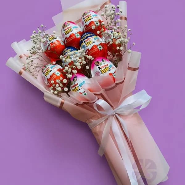 9-Piece Kinder Joy Surprise Chocolate Bouquet with Baby's Breath