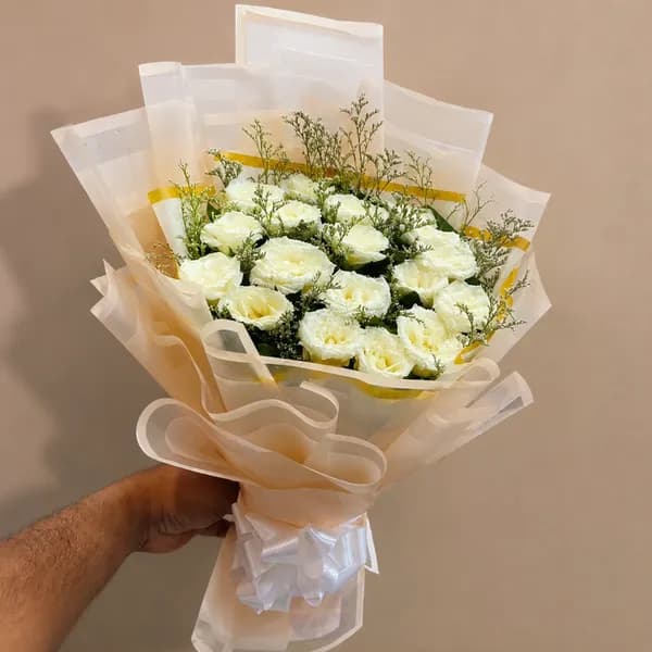 Ivory Elegance White Rose Bouquet
