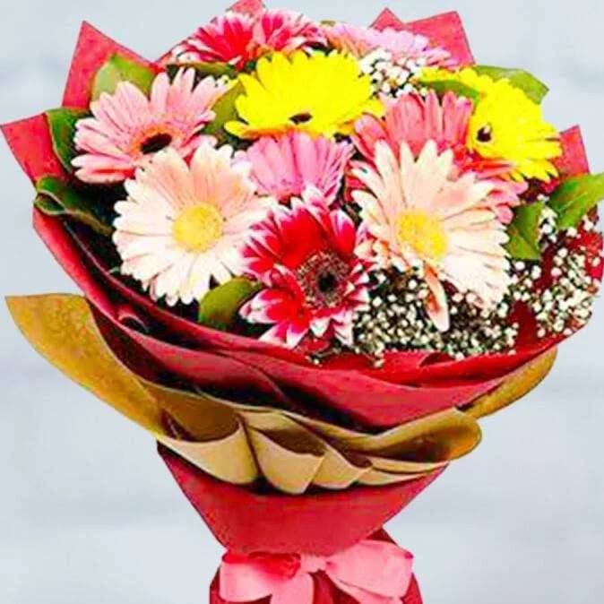Vibrant Mixed Gerbera Flower Bouquet – Colorful & Joyful Gift Wrap