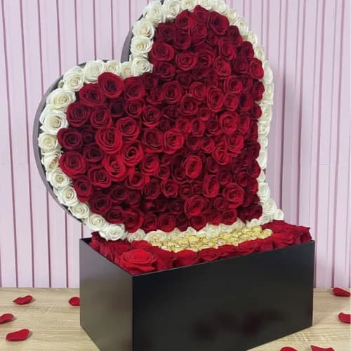 The Heart-Shaped Red Rose & Ferrero Masterpiece Box