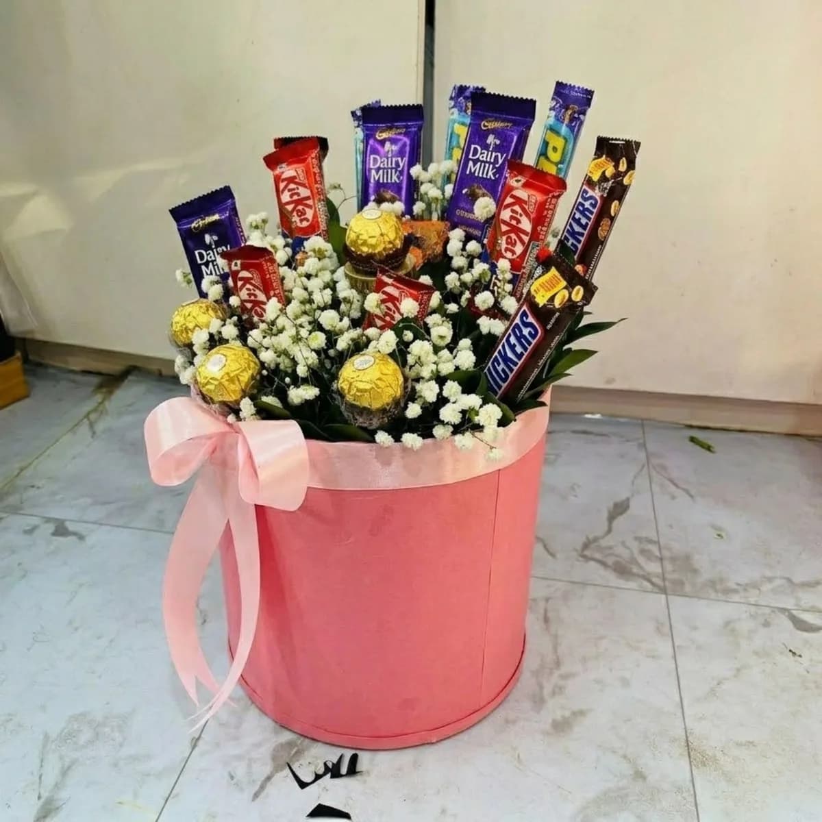 Mix Chocolate and Floral Gift Bucket.