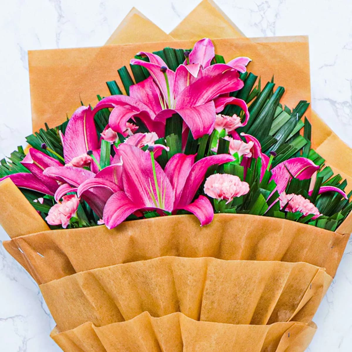 Charming Pink Lily & Carnation Bouquet