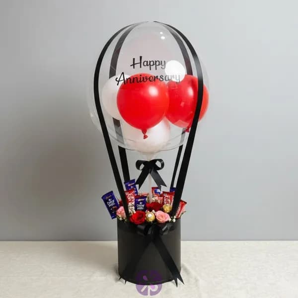 Luxury Float Hot Air Balloon Chocolate & Rose Bouquet