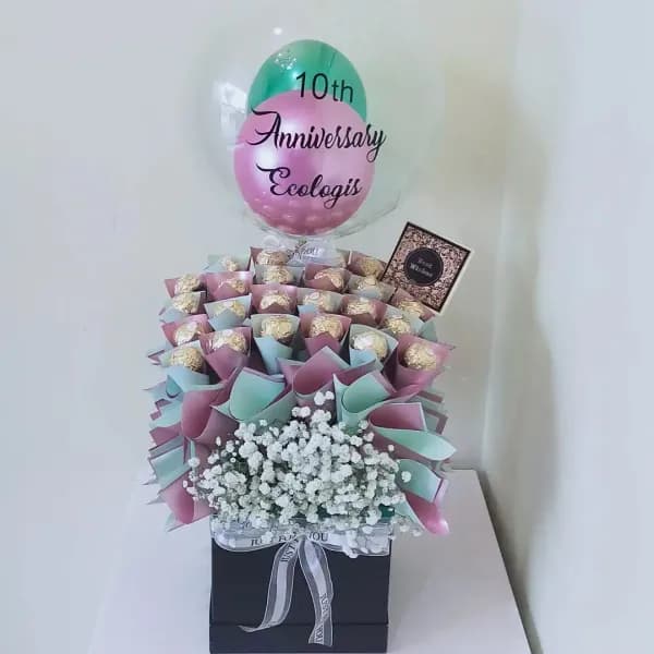 Elegant Anniversary Chocolate Box with Balloon