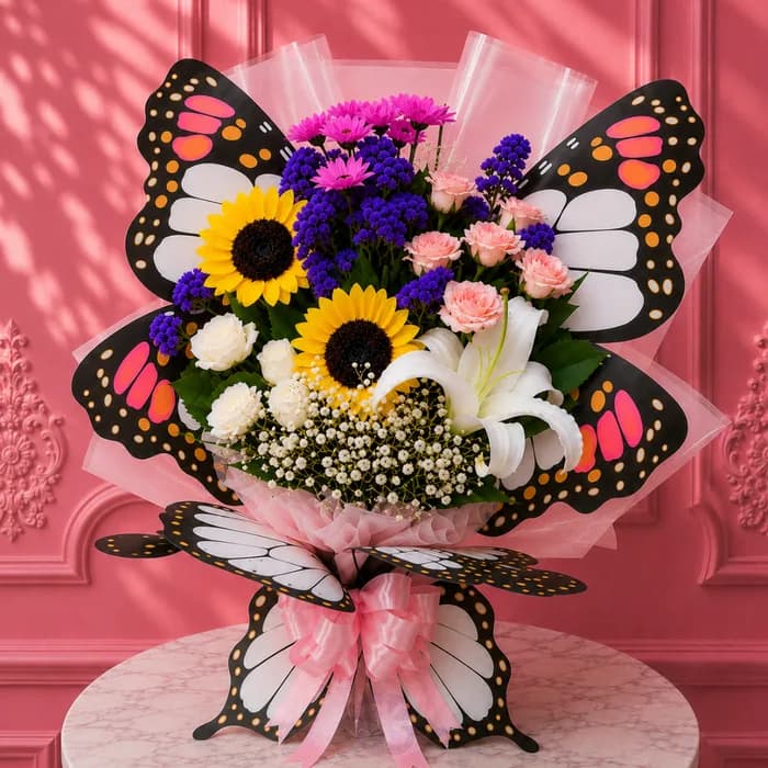 Premium Butterfly Mixed Fresh Flower Bouquet