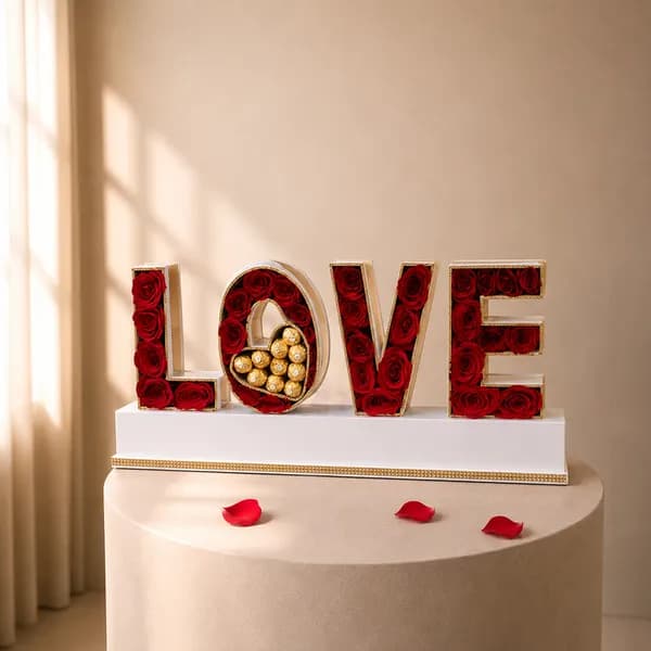 The "L O V E" Grandeur Signature Rose & Ferrero Statement Gift Box