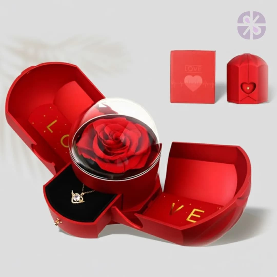 Luxury Forever Rose Jewelry Gift Box with Hidden Necklace Drawer