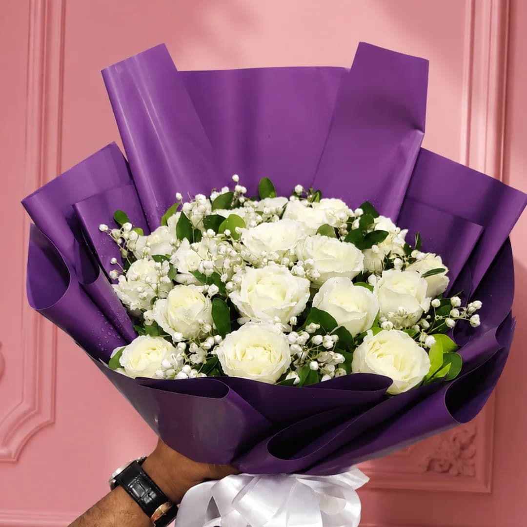Pure Grace White Rose Bouquet