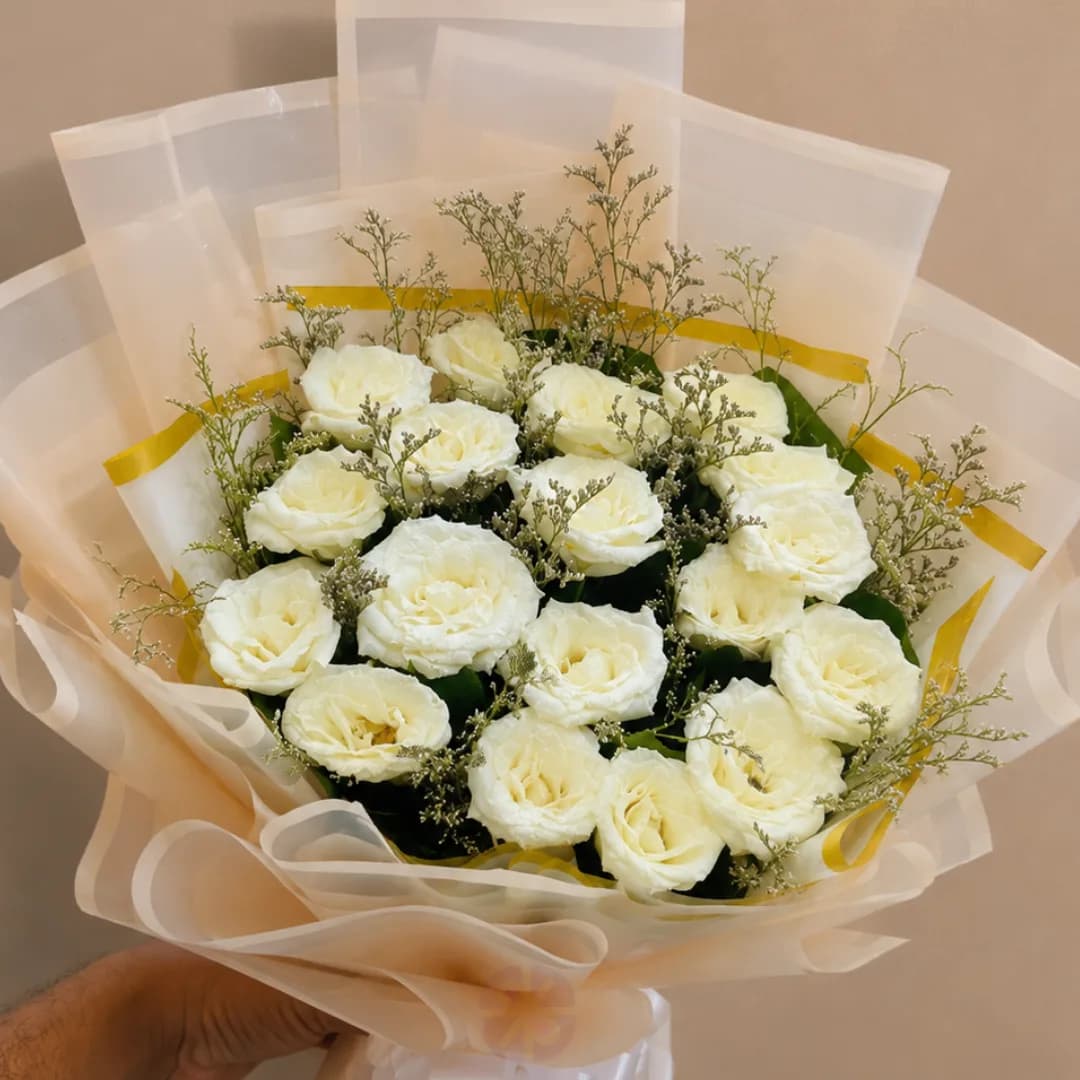 Ivory Elegance White Rose Bouquet