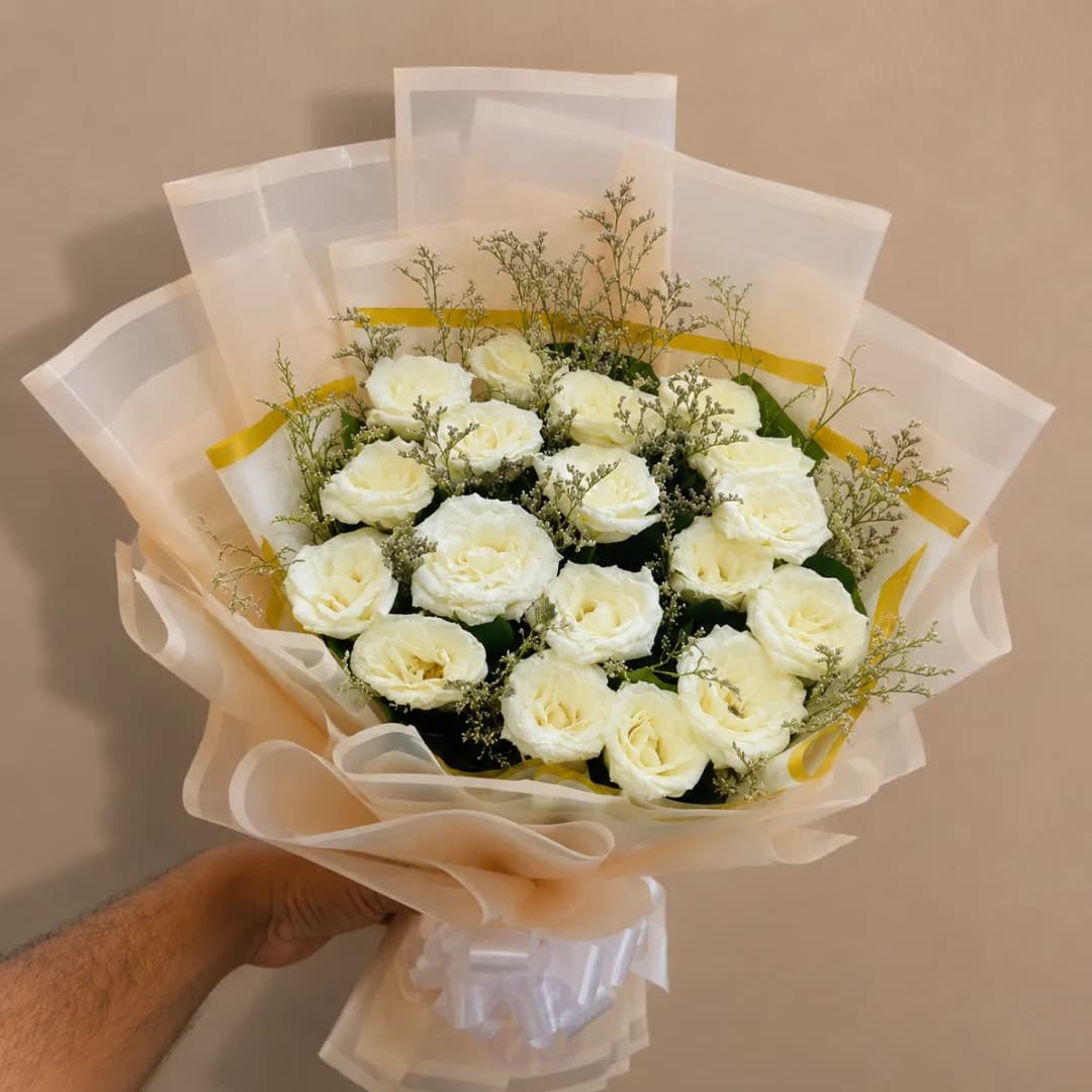 Ivory Elegance White Rose Bouquet