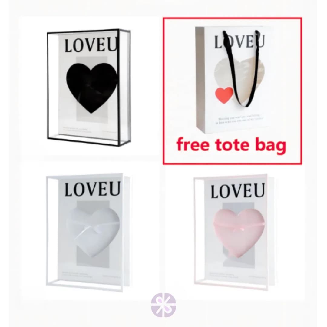 Premium 25 Red Roses in Transparent Acrylic Square Gift Box with Tote Bag