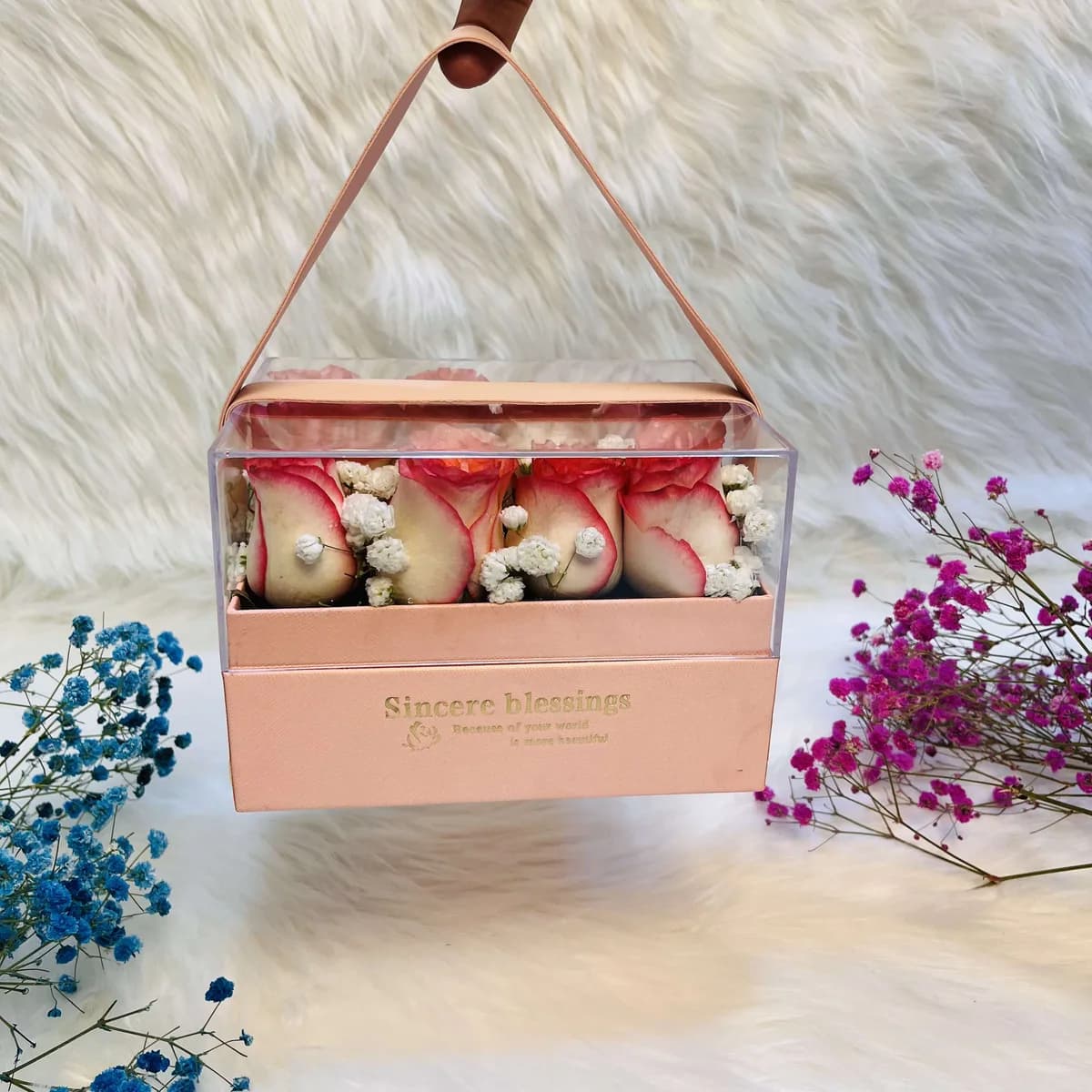 Elegant Pink Rose & Gypsy Square Transparent Hanging Gift Box