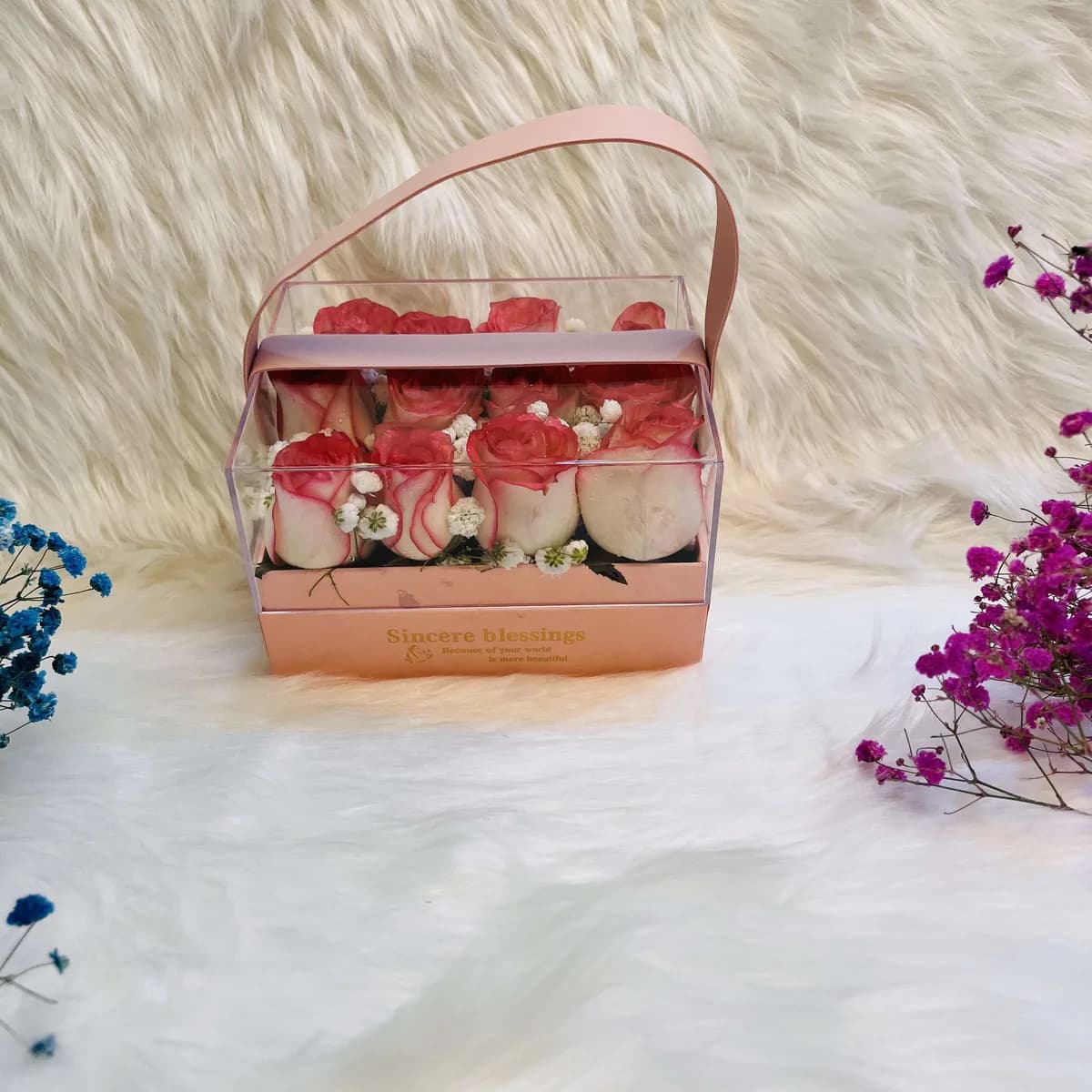 Elegant Pink Rose & Gypsy Square Transparent Hanging Gift Box
