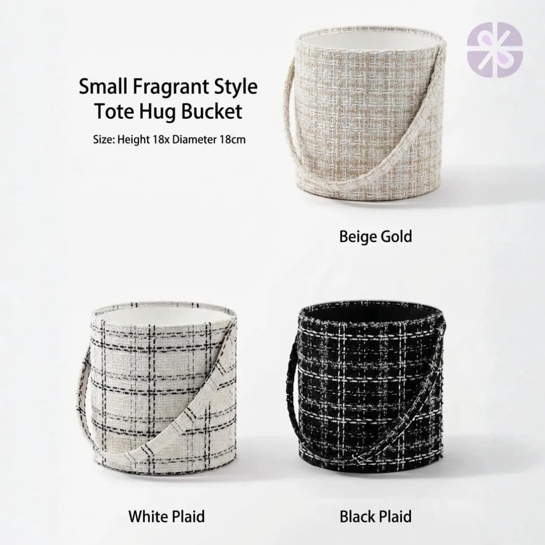 40 White Roses in Hungging Tweed Round Gift Box