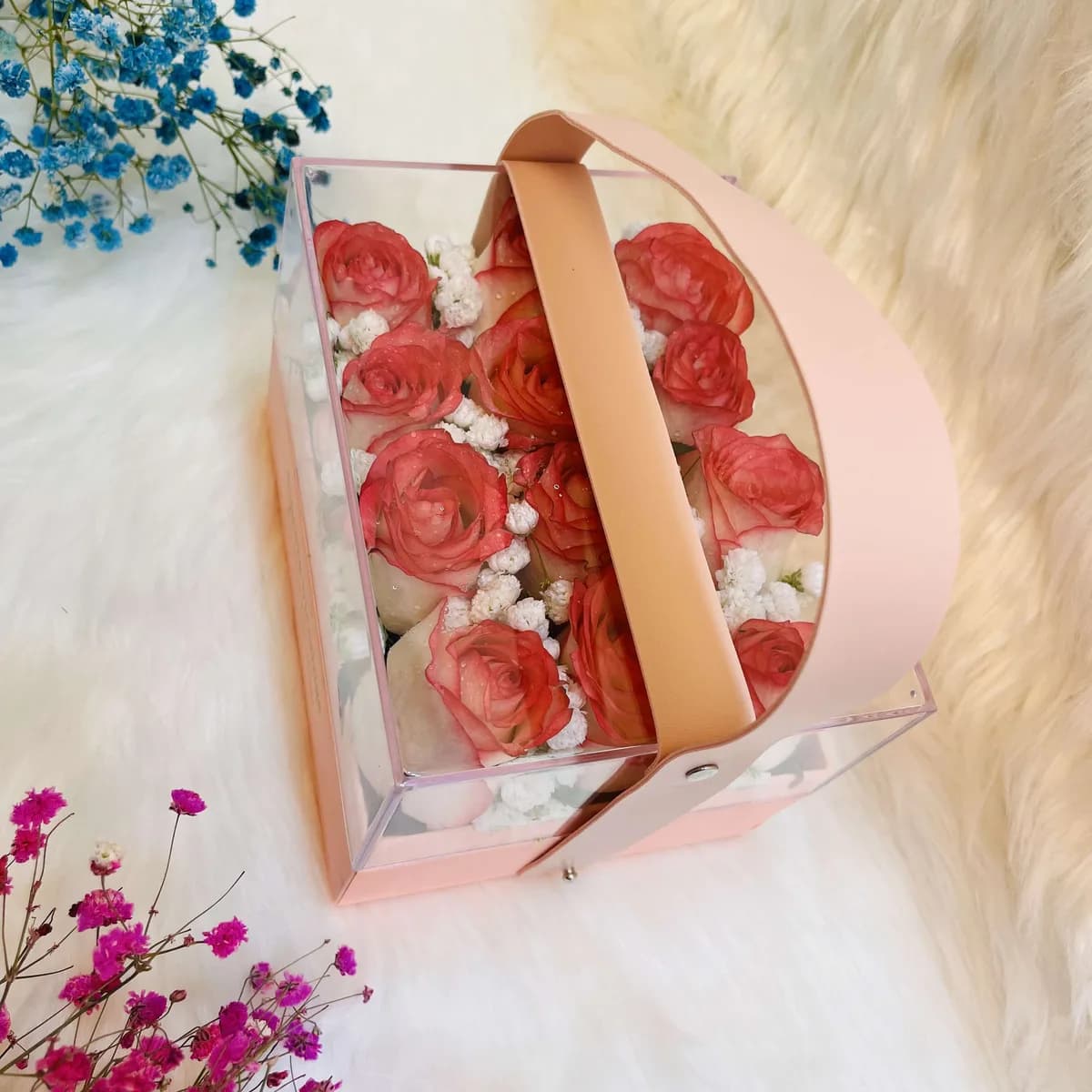 Elegant Pink Rose & Gypsy Square Transparent Hanging Gift Box