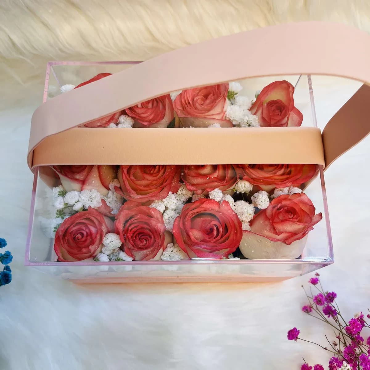Elegant Pink Rose & Gypsy Square Transparent Hanging Gift Box