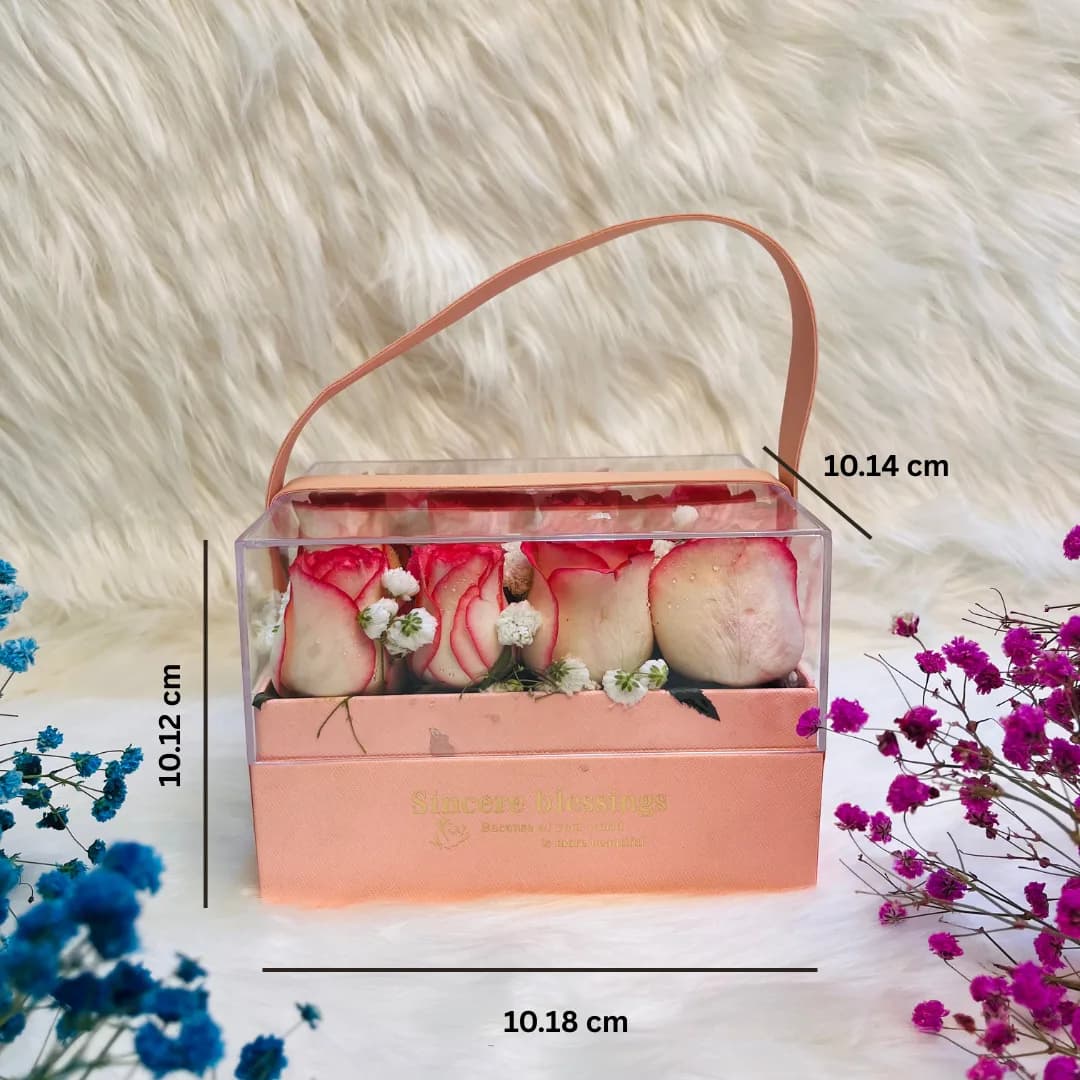 Elegant Pink Rose & Gypsy Square Transparent Hanging Gift Box