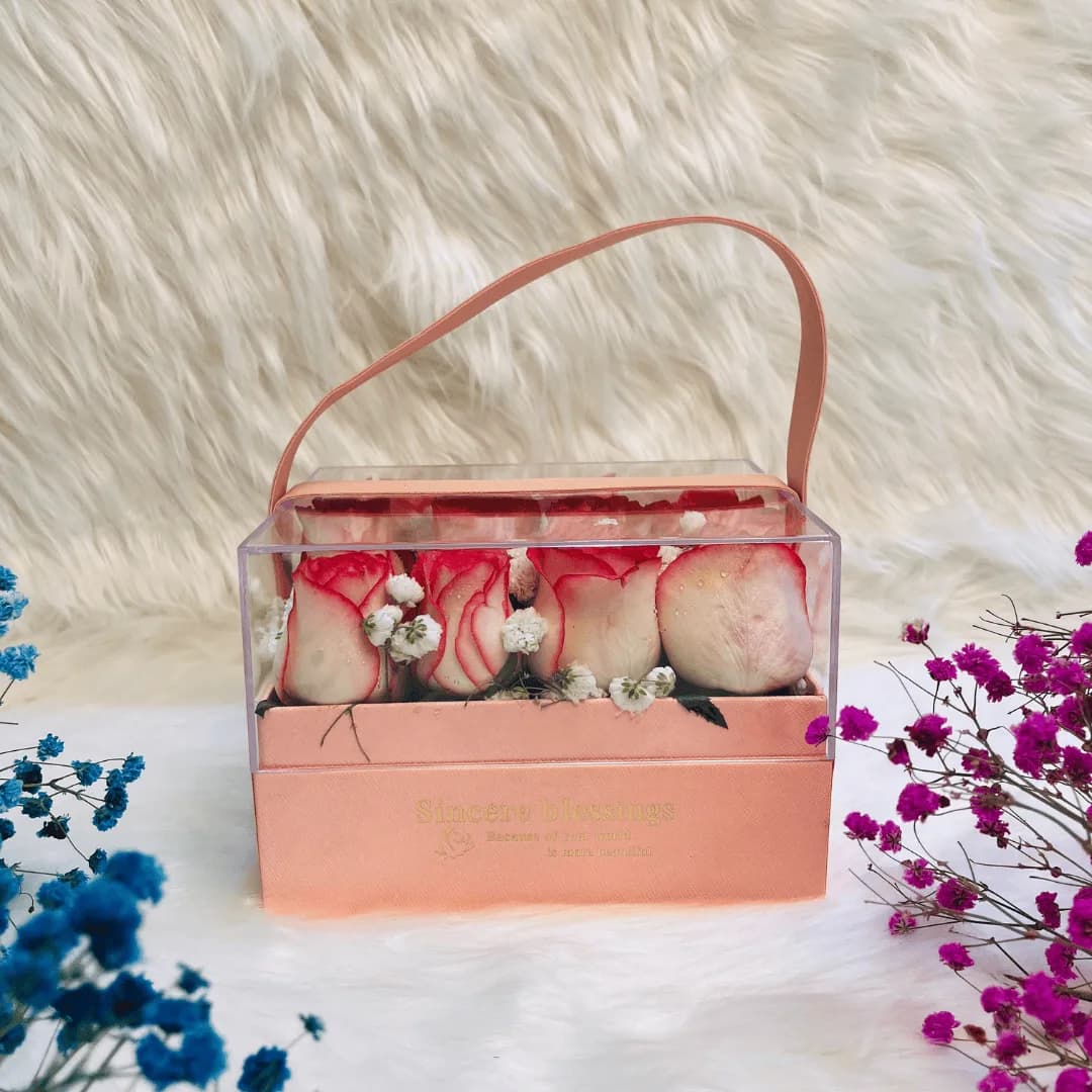 Elegant Pink Rose & Gypsy Square Transparent Hanging Gift Box