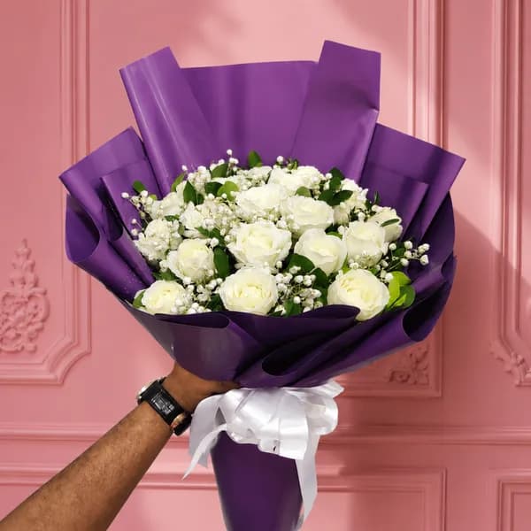 Pure Grace White Rose Bouquet