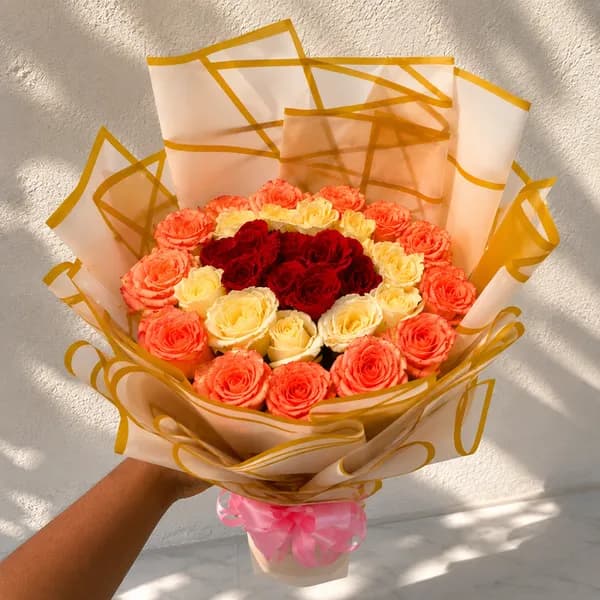 Trio of Love Round Rose Bouquet