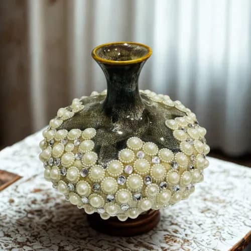 Luxury Pearl Embellished Decorative Vase
