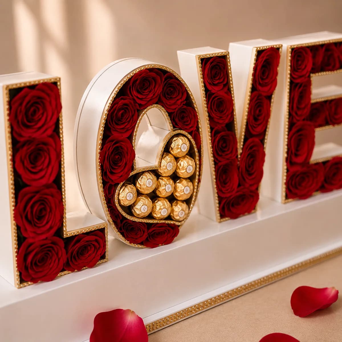 The "L O V E" Grandeur Signature Rose & Ferrero Statement Gift Box