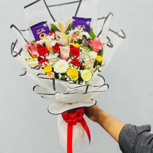 Bloom & Bliss Chocolate Surprise Bouquet