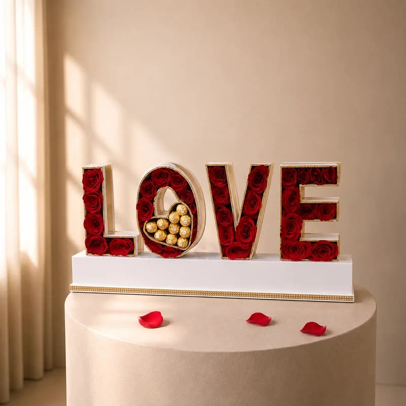 The "L O V E" Grandeur Signature Rose & Ferrero Statement Gift Box