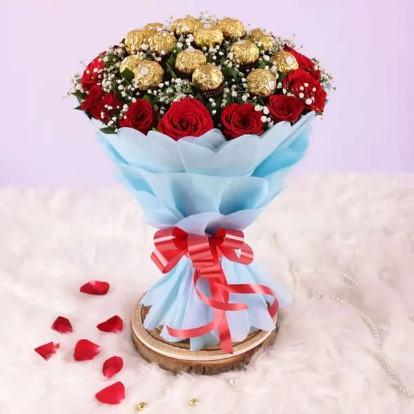 Red Roses & Ferrero Rocher Chocolate Bouquet